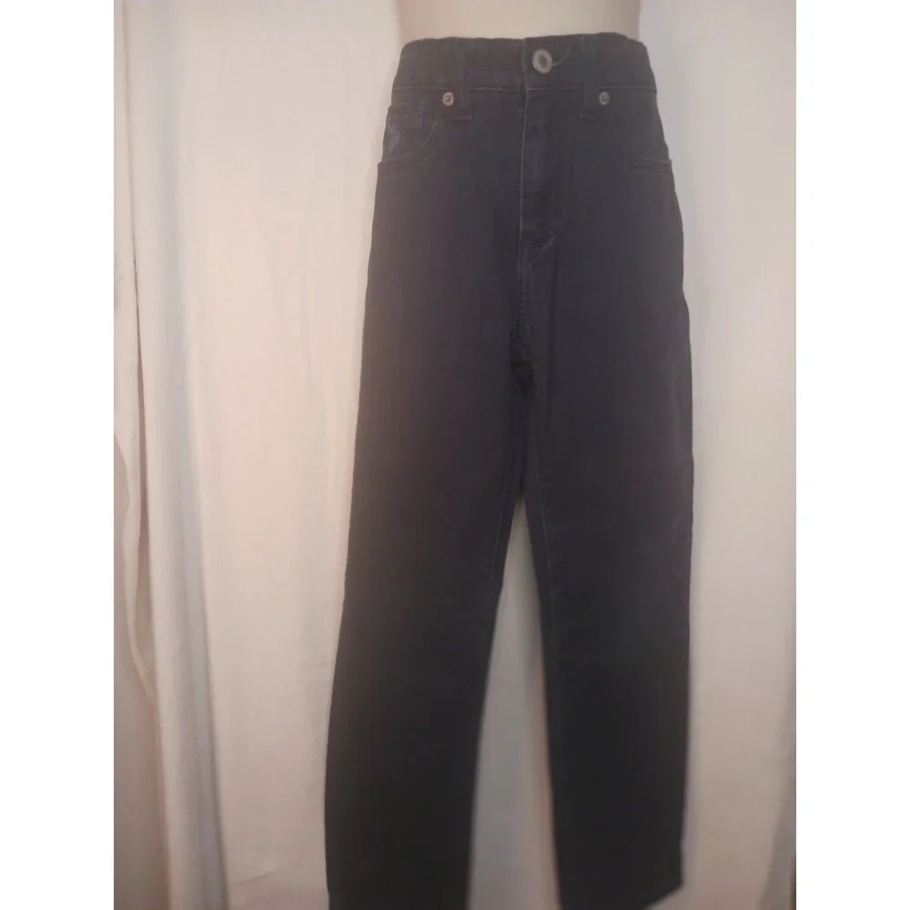 Polo Ralph Lauren Jeans Boys Black Straight Flat Front Jeans Adjustable Sz. 8